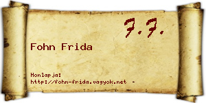 Fohn Frida névjegykártya